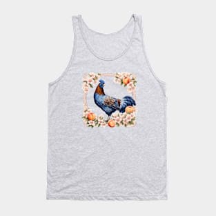 A Delaware Blue Hen Surrounded By Peach Blossom Tank Top